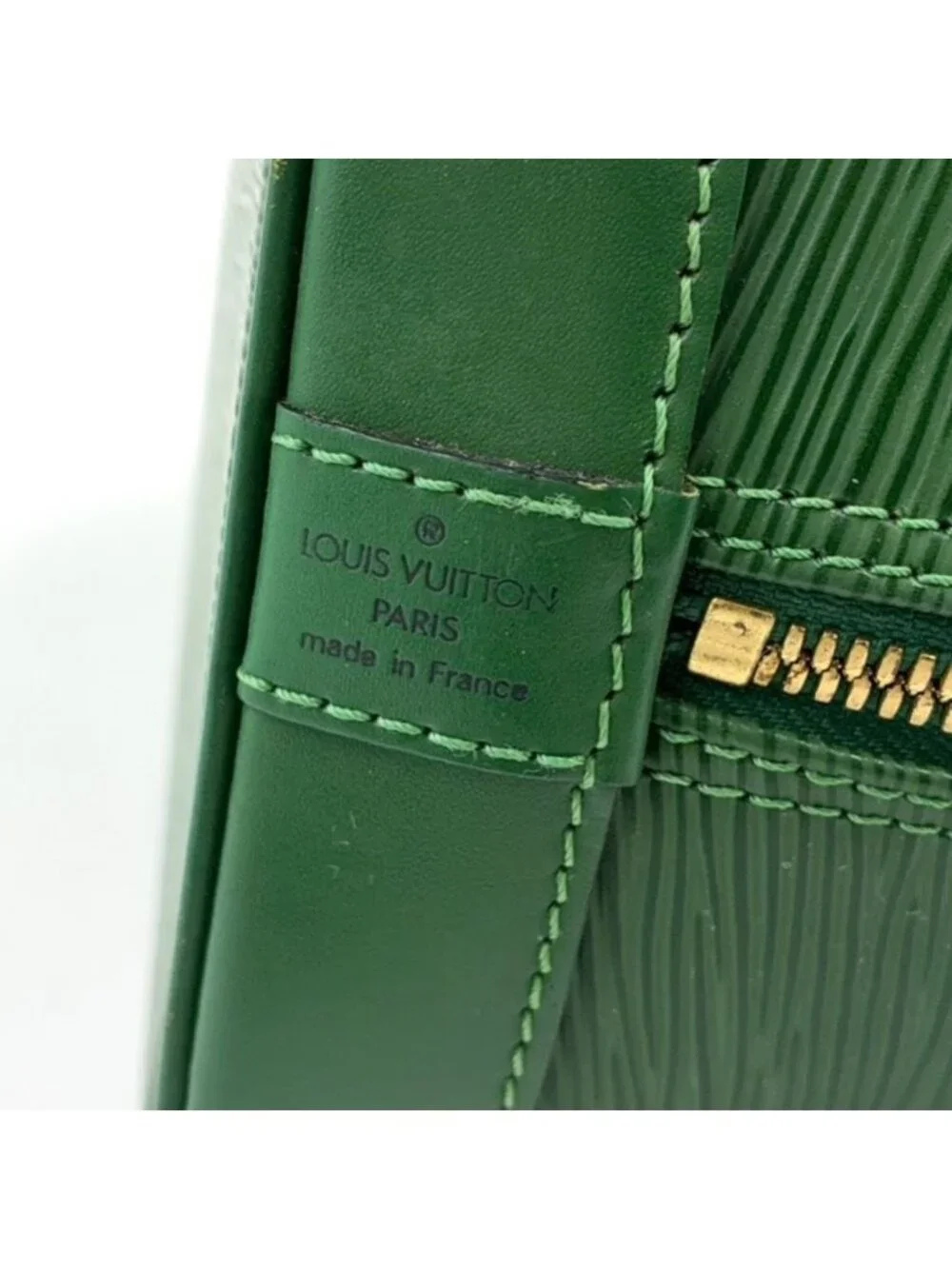 Louis Vuitton Alma Epi Borneo Green Leather Handbag Gold